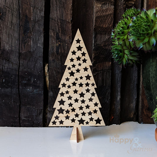 Medium lasercut stars wooden Christmas tree
