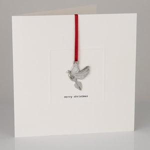 Pewter dove keepsake Christmas card