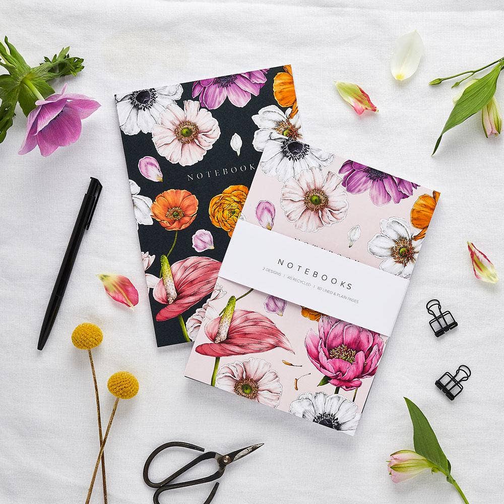 Pack of two A5 floral brights notebooks