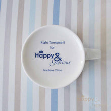 Navy blue & white sedum flower silhouette fine china mug by Kate Tompsett