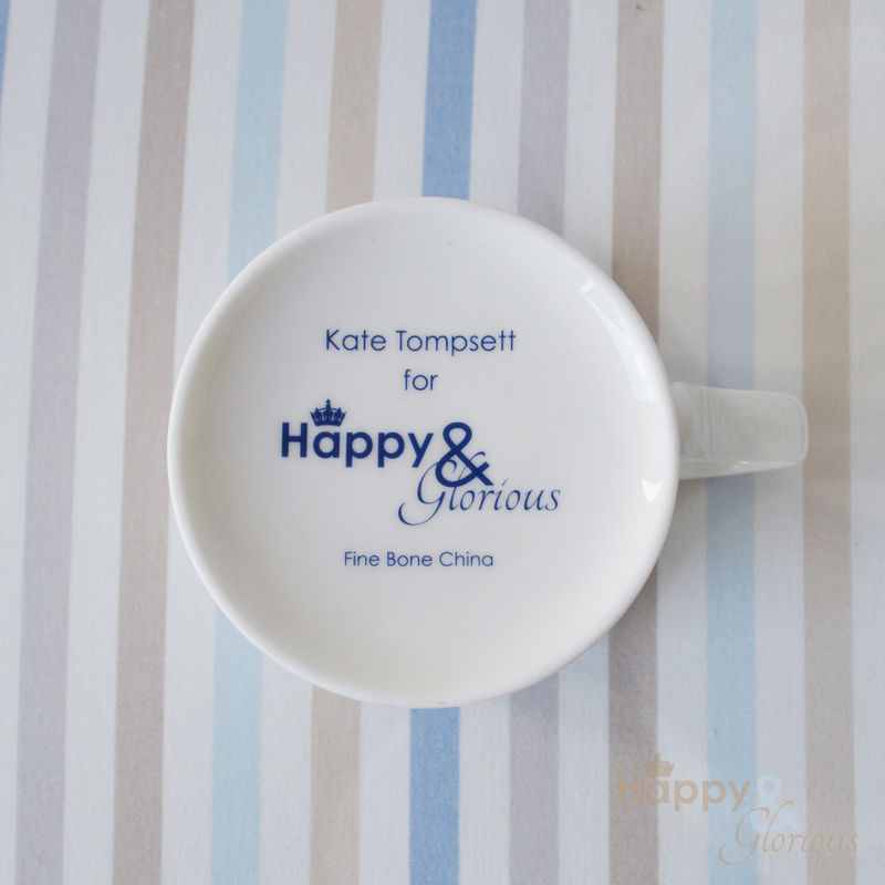 Navy blue & white fern silhouette fine china mug by Kate Tompsett