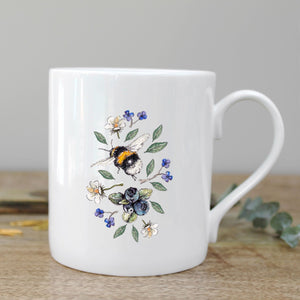 Bee & wild flower fine china mug