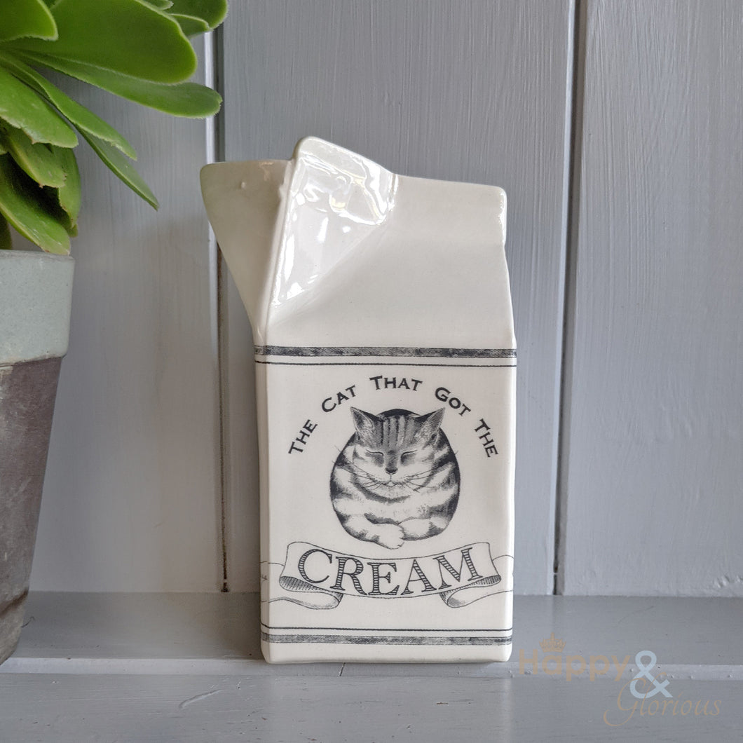 'Cat that got the Cream' ceramic cream carton jug
