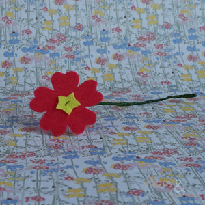 Handmade felt fabric primula flowers