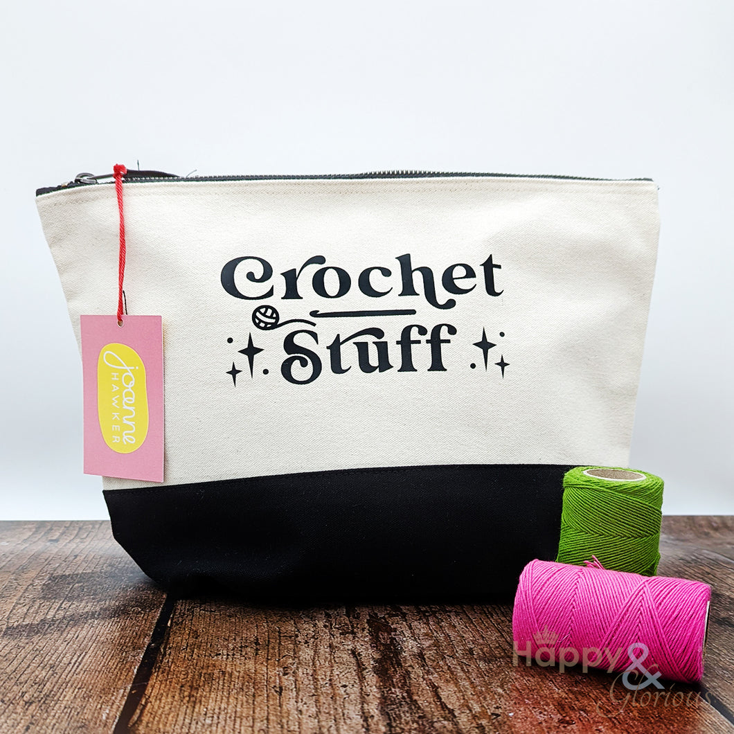 'Crochet stuff' cotton zip purse
