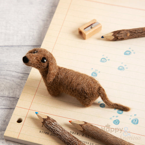 Mini dachshund needle felting craft kit