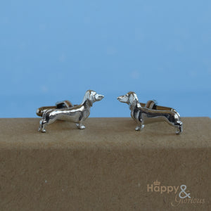 Pewter dachshund cufflinks - handmade by Lancaster & Gibbings