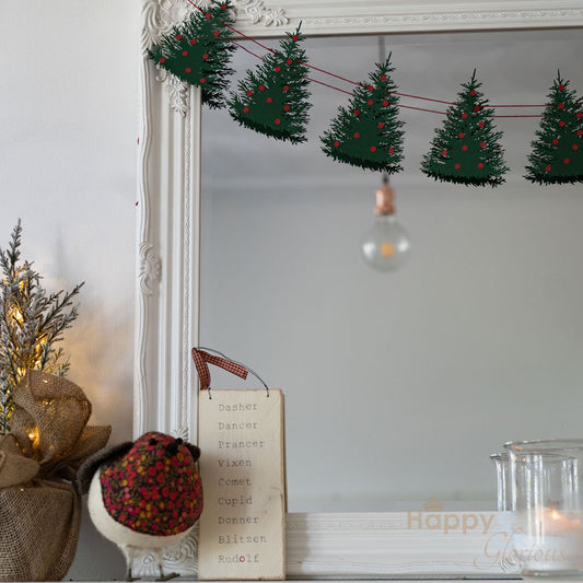Jolly paper bunting - Decorated fir trees