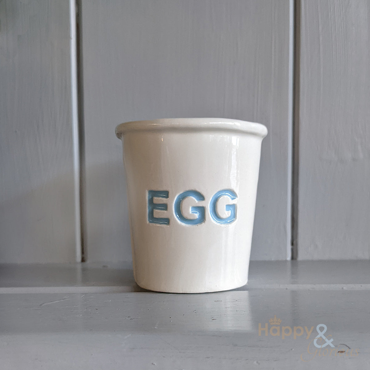 Blue ceramic egg cup by Katie Brinsley