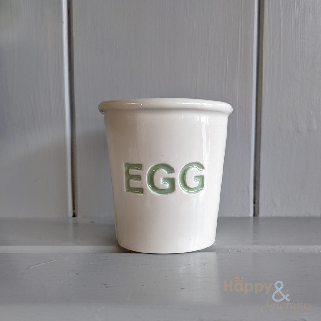 Green ceramic egg cup by Katie Brinsley