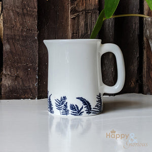 Navy blue & white fern fine china mini jug by Kate Tompsett