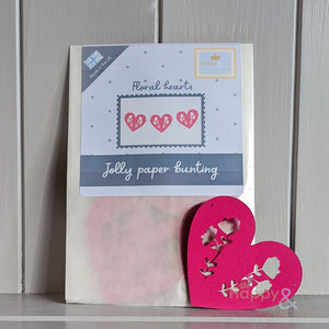Jolly paper bunting - pink floral hearts
