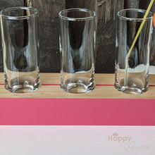 Happy pink 'in-a-row' wood and glass triple stem vase