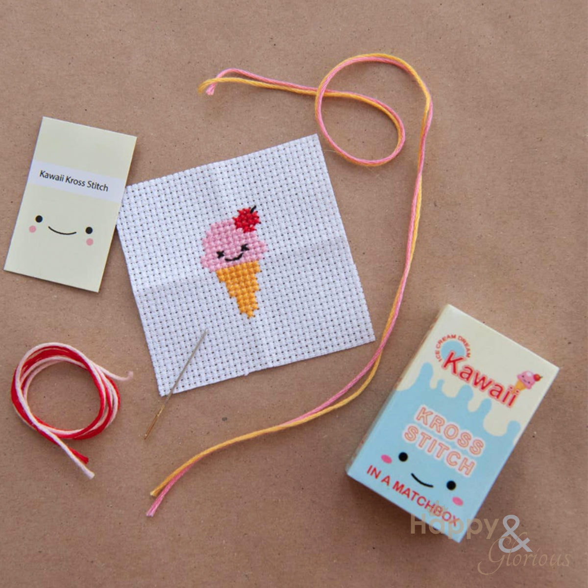 Cross stitch ice cream mini craft kit