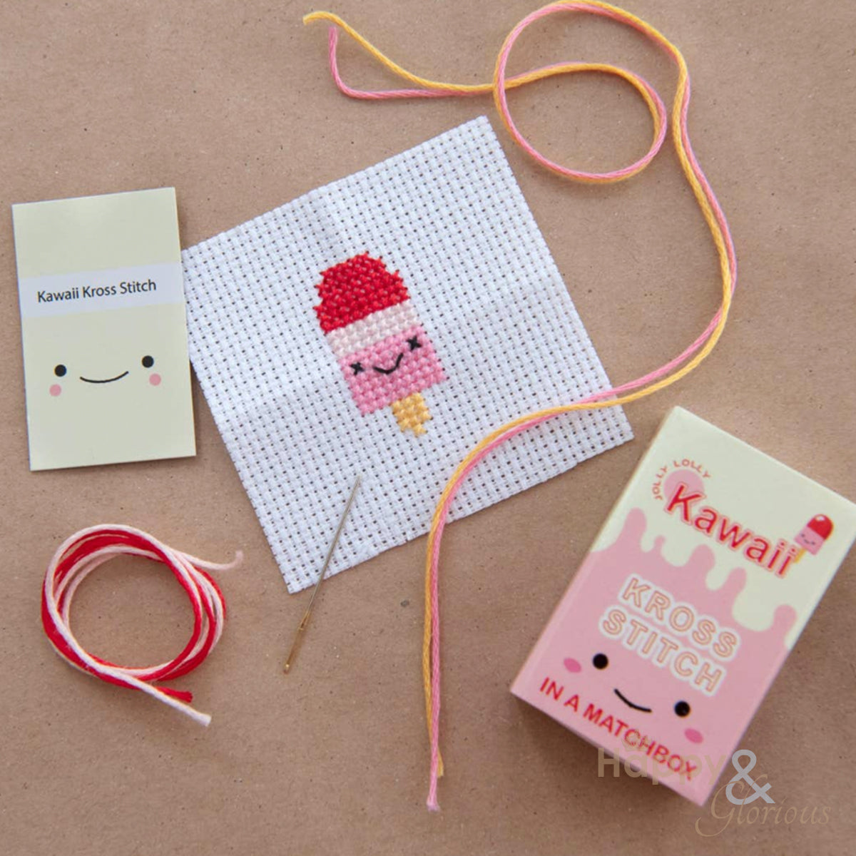 Cross stitch ice lolly mini craft kit
