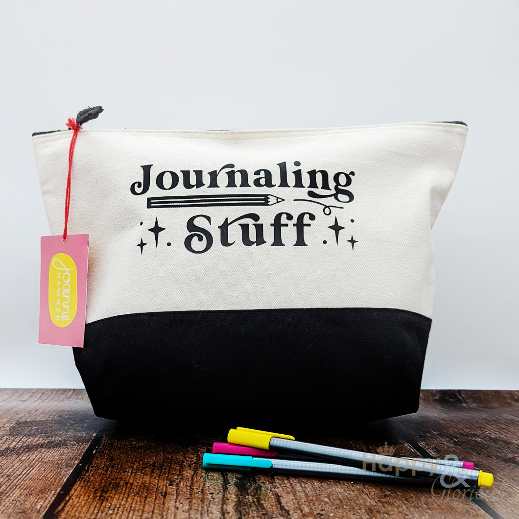 'Journaling stuff' cotton zip purse