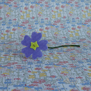 Handmade felt fabric primula flowers
