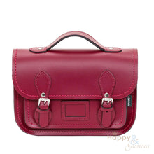 Burgundy red leather midi satchel