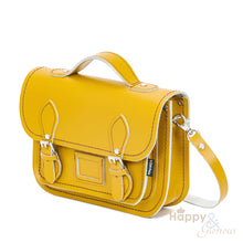 Yellow ochre leather midi satchel