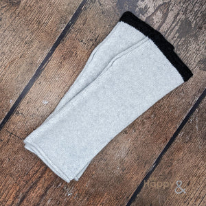 Light grey felted merino wool wristwarmer gloves