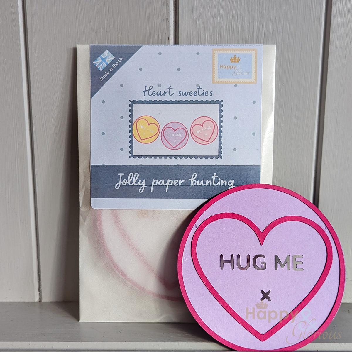 Jolly paper bunting - pastel heart sweeties