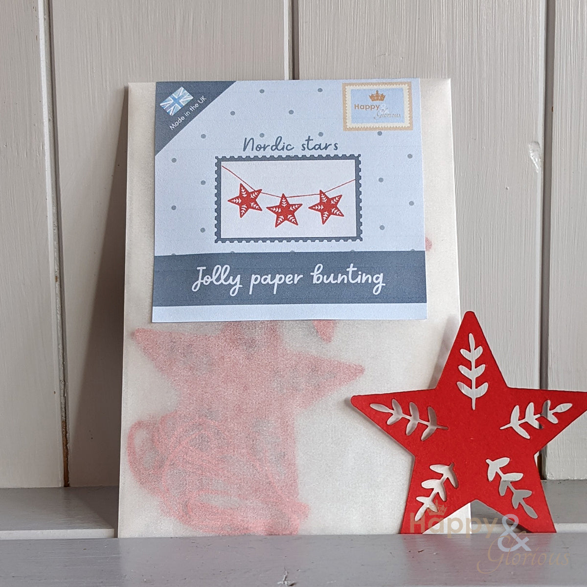 Jolly paper bunting - red Nordic stars