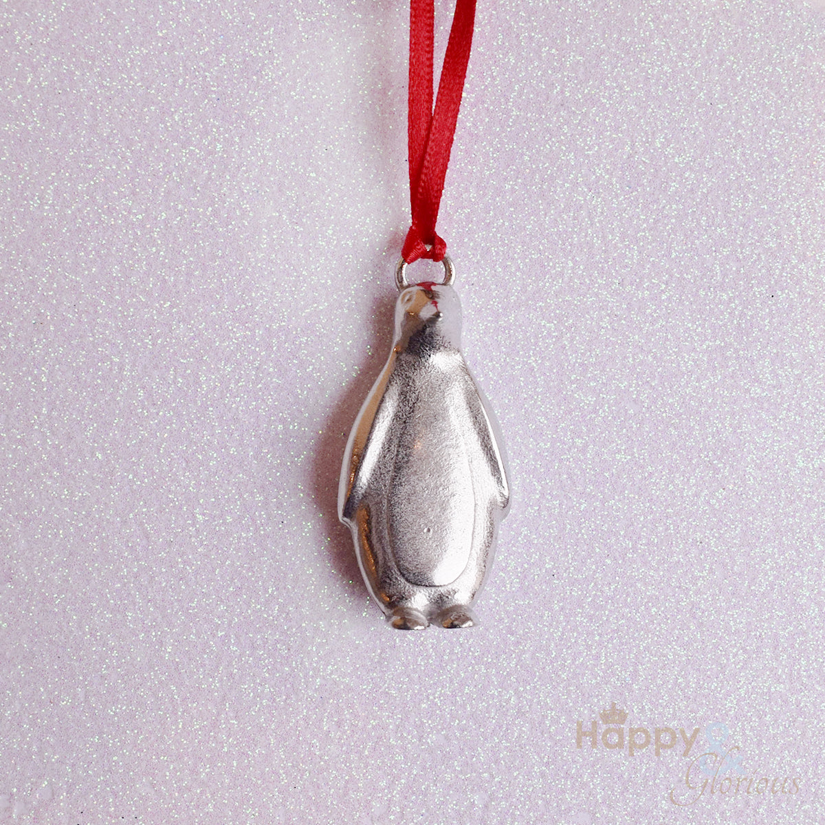 Pewter penguin Christmas tree decoration - handmade by Lancaster & Gibbings