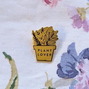 Gold 'Plant Lover' positive pin badge
