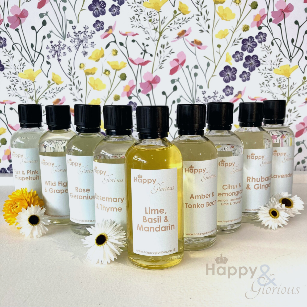 Lime Basil & Mandarin fragrance diffuser refill oil with reeds