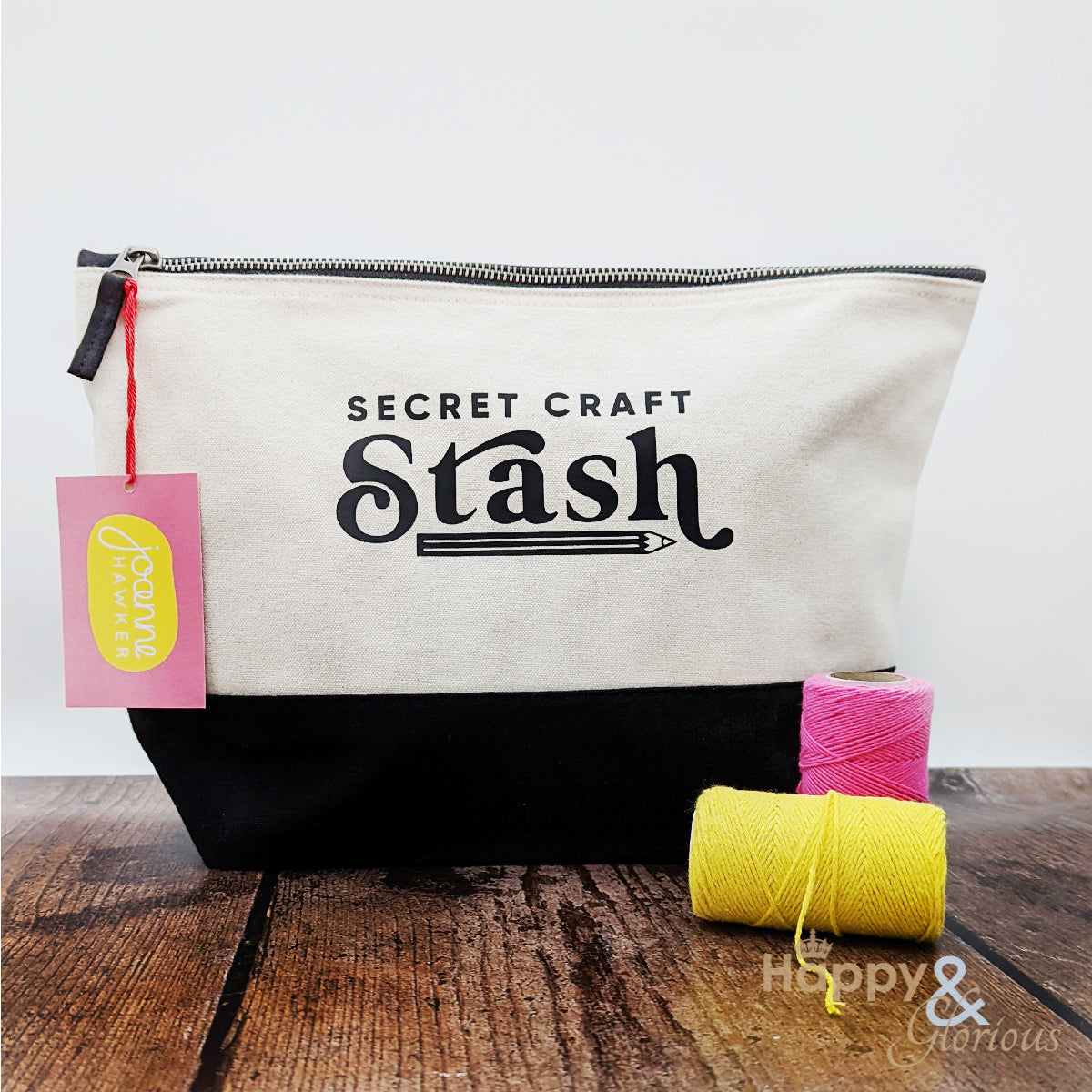 'Secret craft stash' cotton zip purse