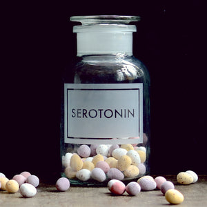 'Serotonin' etched glass apothecary jar
