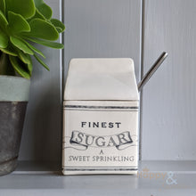 'Finest Sugar' ceramic carton sugar pot