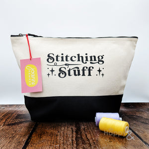 'Stitching stuff' cotton zip purse