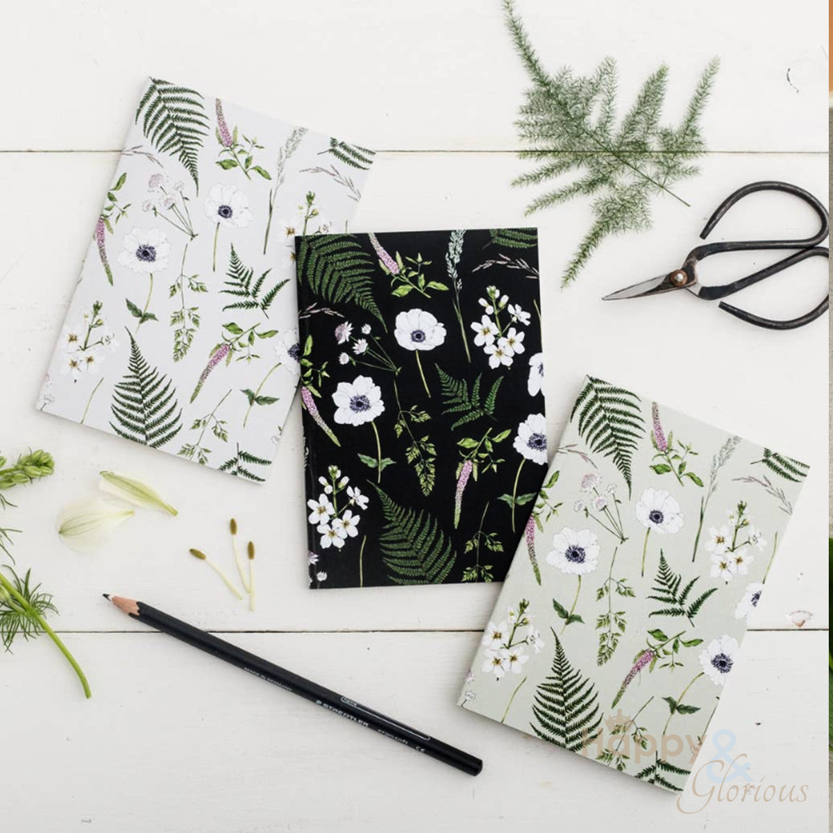 Pack of three wild meadow A6 notebooks