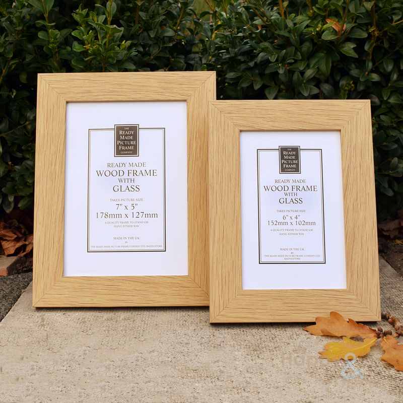 Natural oak wooden photograph frame in four sizes
