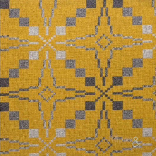 Yellow gorse 'Vintage Star' pure lambswool throw by Melin Tregwynt